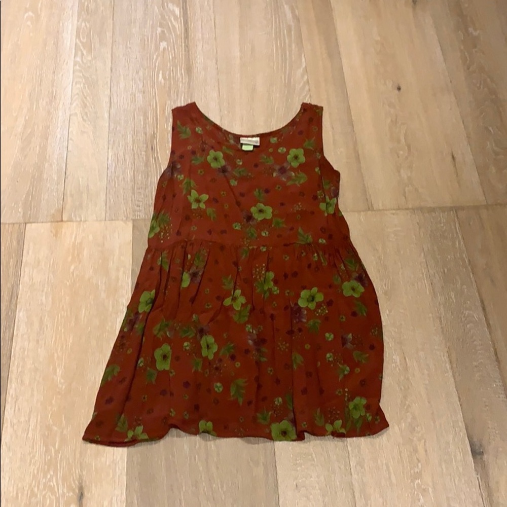 Burgundy & green floral mini sundress
